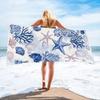 Fashion Blue Shell Pattern Beach Towel, Super Absorbent Printed Swimming Bath Towel, Multipurpose Essential For Beach Pool Daily