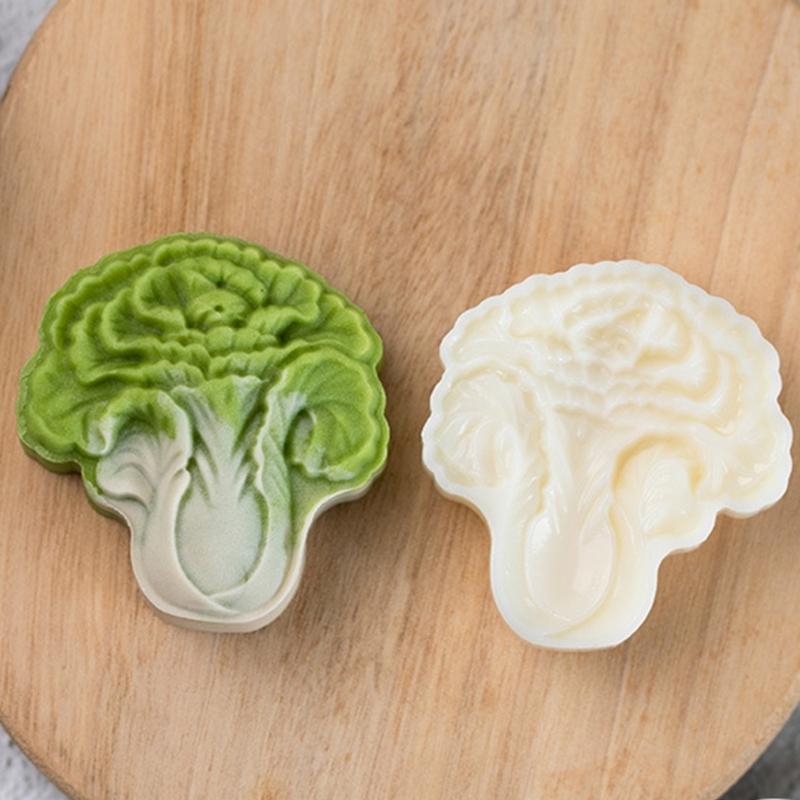 Jades Cabbage Pastries Molds Hand Pressed Mooncakes Maker Bean Pastes Cake Mould Dessert Bakewares for Cooking Lover