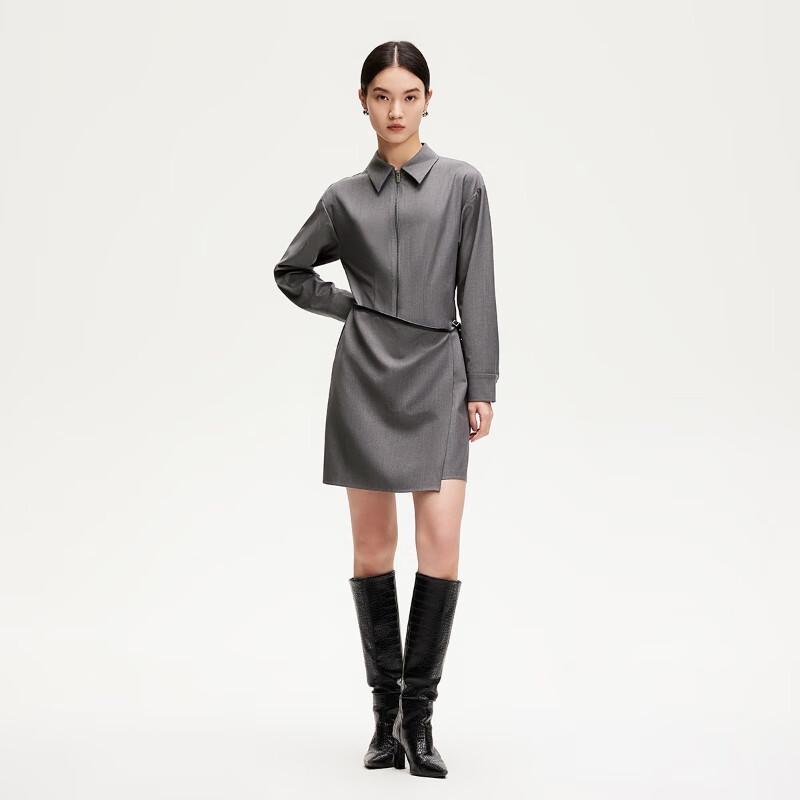 VEROMODA Grey Paneled A-Line Mini Dress