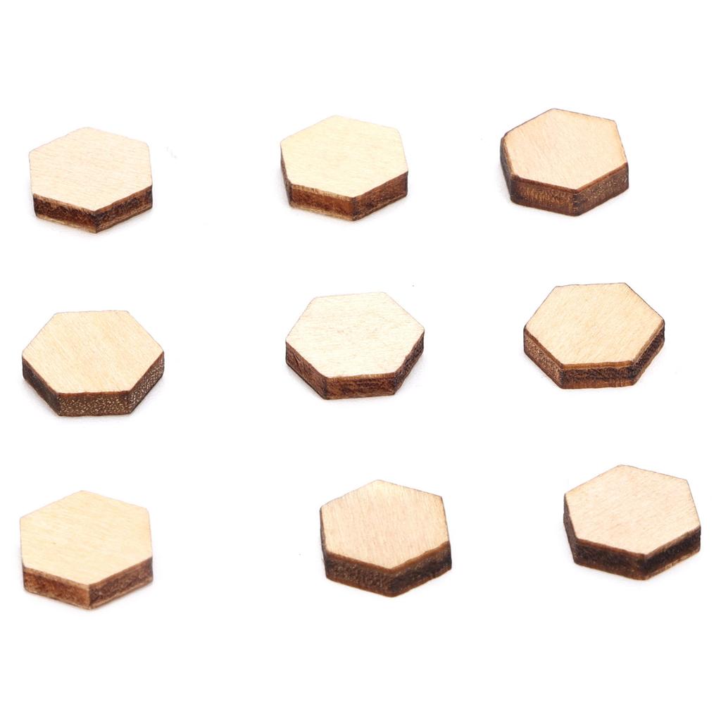 600Pcs Wood Blocks 0.4in Rugged Durable Safe Doodle Decoration Wood Chip Hexagon for Birthday