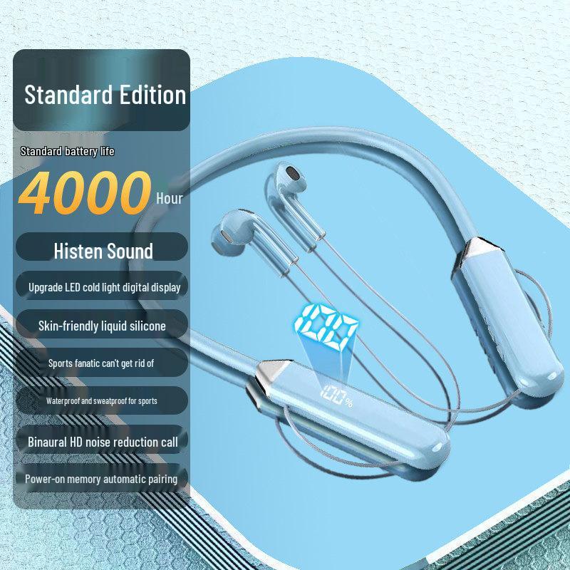 Bluetooth Sports Neckband Headset with Super Bass & Long Battery Life - Compatible with Apple, vivo, Xiaomi, OPPO, Huawei