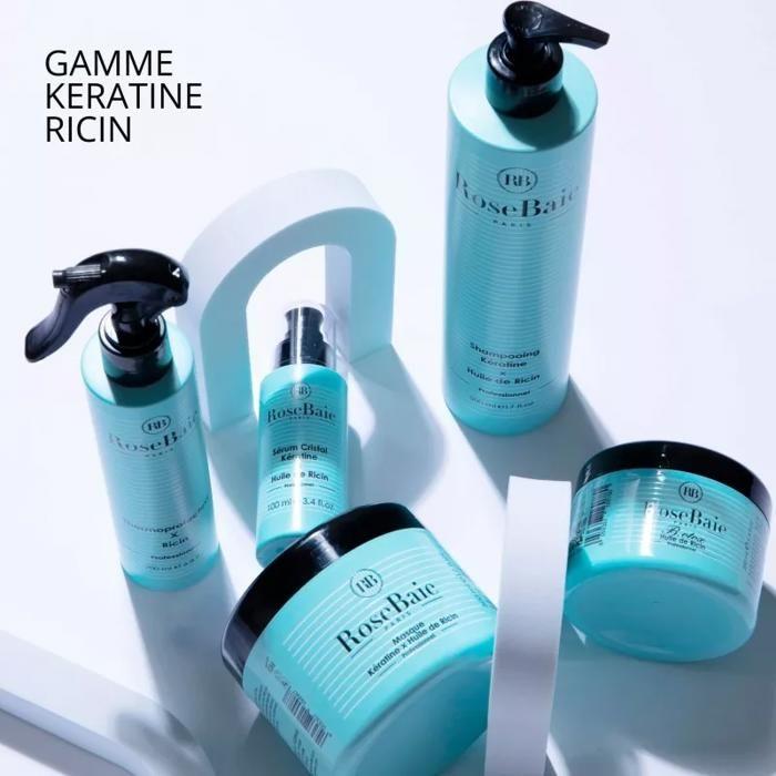 Shampoing - RoseBaie - Kératine et Huile de Ricin - 500 ml - Sans sulfate - Hydratant