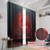 2pcs,2D Plane Printing Curtains&Window Treatment Gothic Style Crescent Black Rose Silver Ring Durable 100% Polyester Fabric