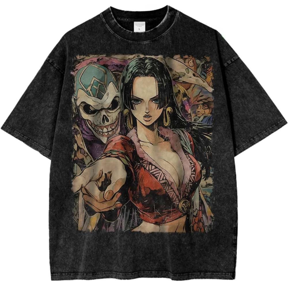 

Anime ONE PIECE Boa Hancock Graphic Print T-Shirt Men Women Streetwear Harajuku Y2K Fashion Vintage Washed Cotton Summer New Tee Casual Oversized Top L