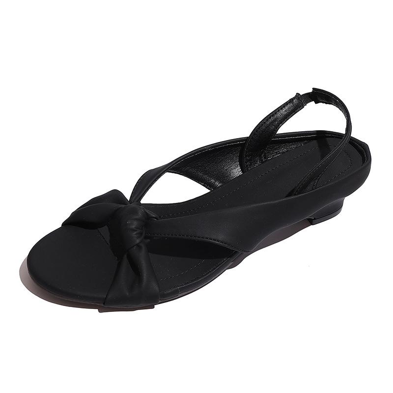 2025 new cross-band niche design simple back strap low heel versatile Roman sandals women's shoes