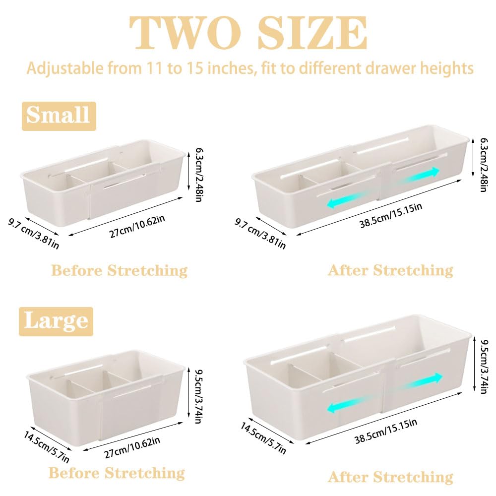 Expandable Storage Drawer Organizers Sliding Bin Plastic Desk Trays With Items Clothing Underwear Storage Kitchen Containers