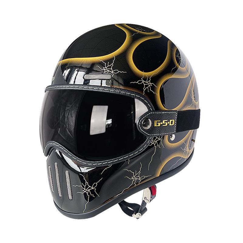 Fiberglass Retro Full Face Motorcycle Helmet for All Seasons - Unisex Winter Safety 3C Certified