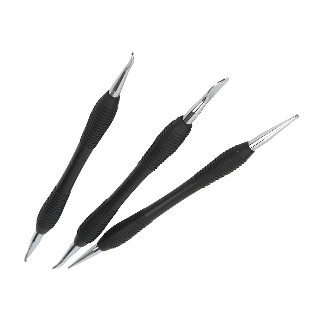 3Pcs Leather Craft Modeling Tools Different Sizes Shapes Strong Stainless Steel DIY Leather Press Rub Tool for Household