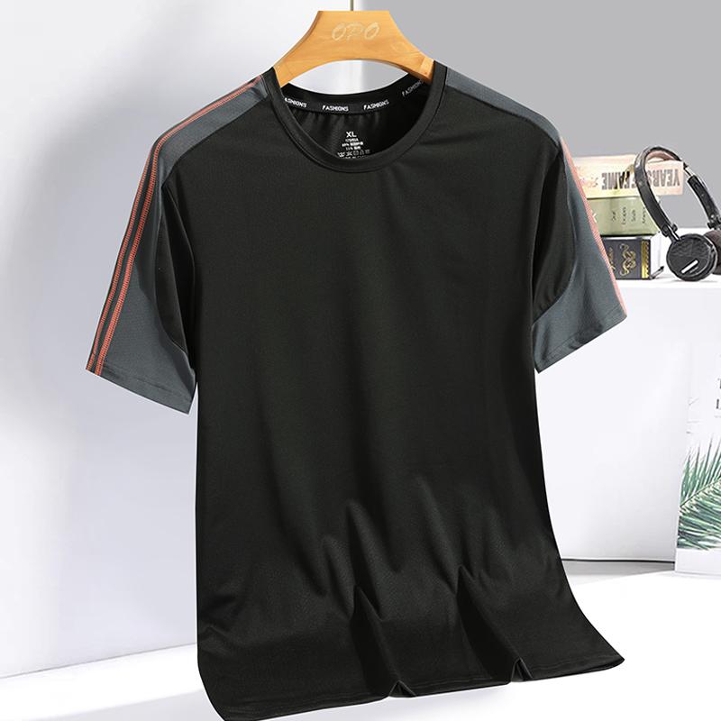 Спортивная футболка для бега color blocking мужская и женская с коротким рукавом повседневная свободная ледяной шелк быстросохнущая дышащая модная S