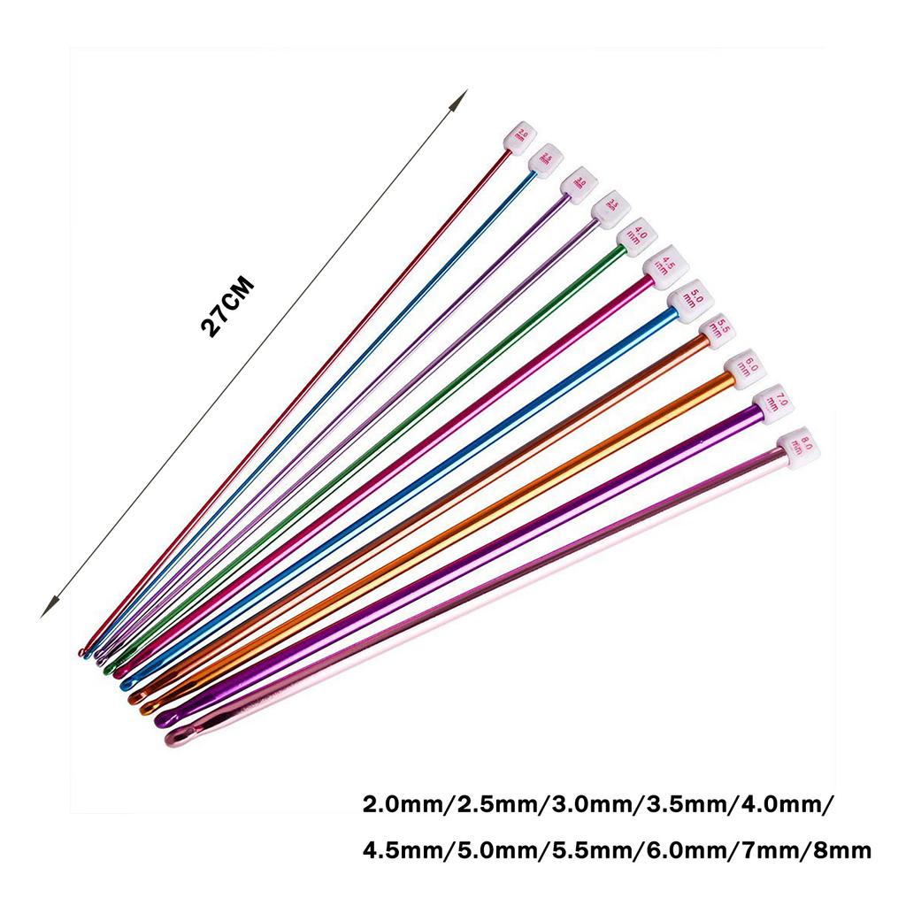 11pcs Multicolor Aluminum Crochet Hooks Easily Identify Crochet Hooks Stitch Markers Gift for Friends Family Members