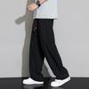 POUM Ice Silk Straight-Leg Pants for Men, Spring And Summer Loose-Fit Sports Breathable Cool Quick-Dry Draping Trousers 2529 Black M