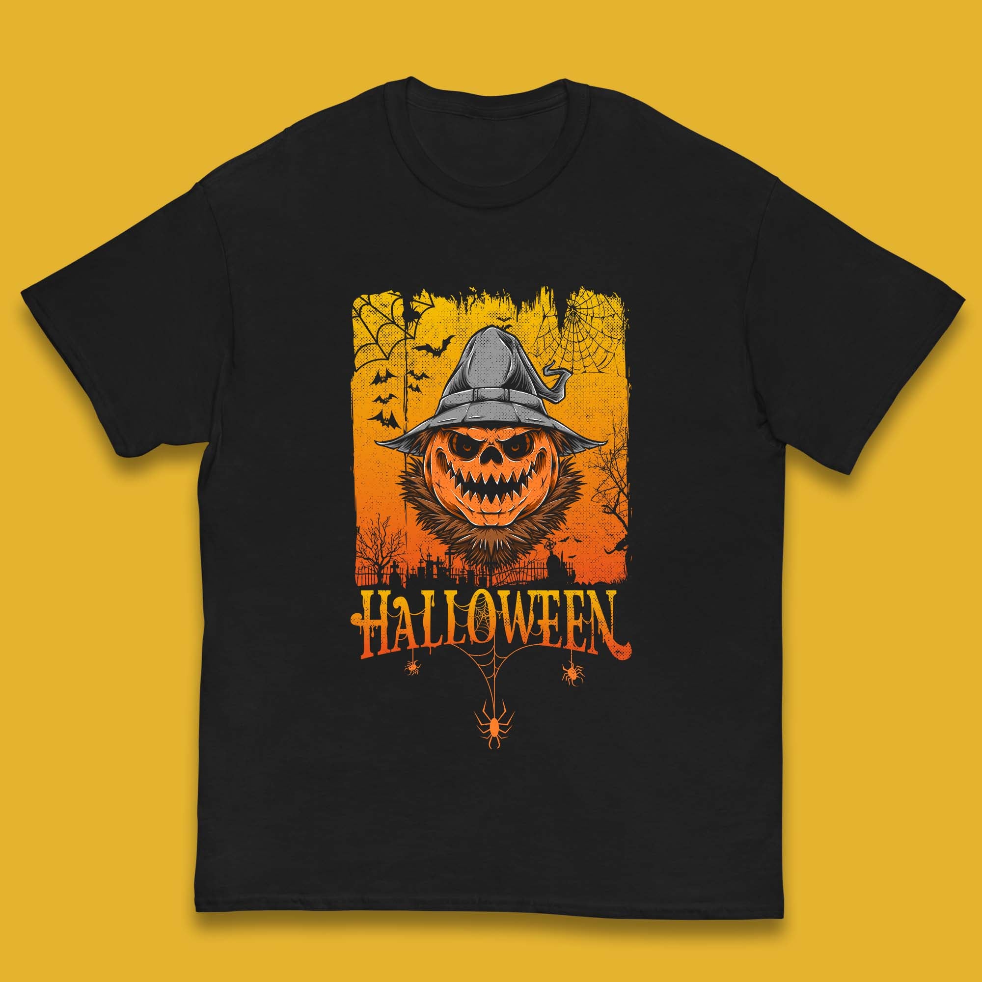 Angry Halloween Scary Evil Pumpkin Funny Pumpkin Head With Fire Eyes Scary Spooky Season Kids T Shirt 160
