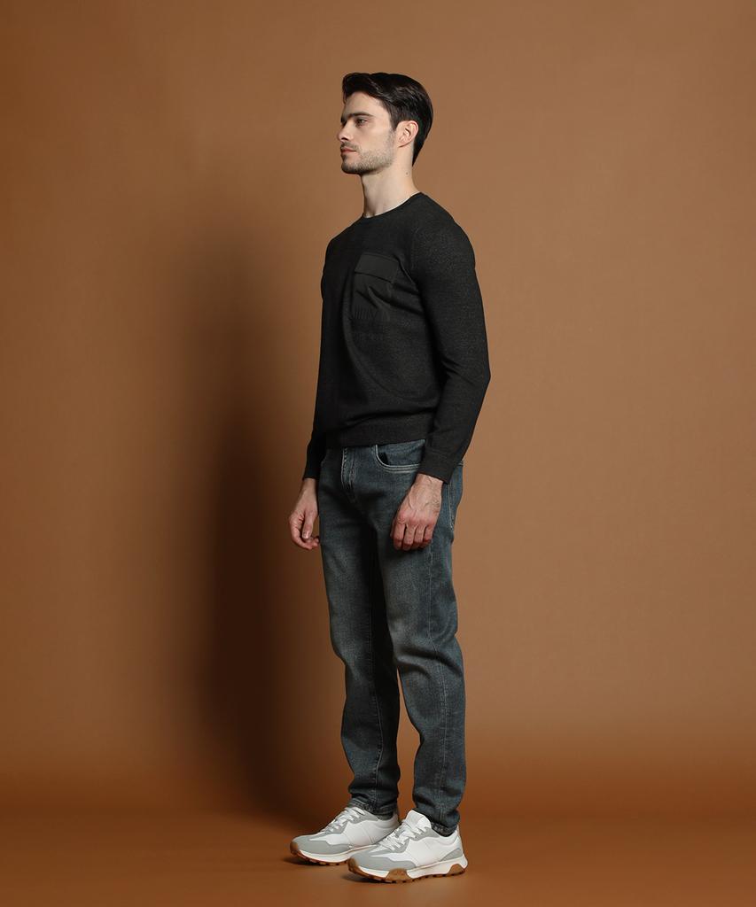 PANICALE Black Unisex Slim Fit Soft Pocket Knit