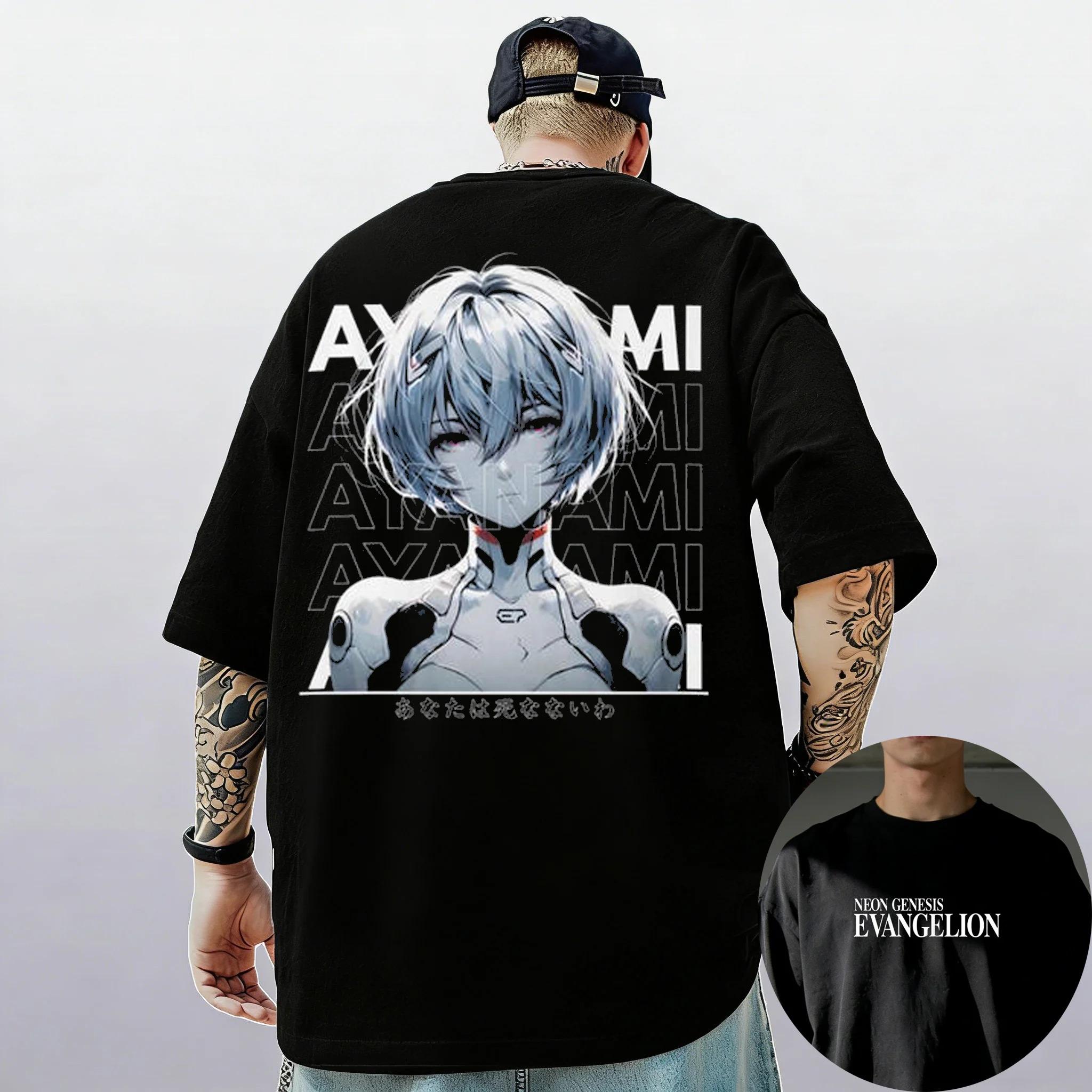 

Neon Genesis Evangelion Asuka Unit-02 Anime Print T-Shirt | Double-Sided Unisex Cotton Casual Short Sleeve Streetwear Top S чорний