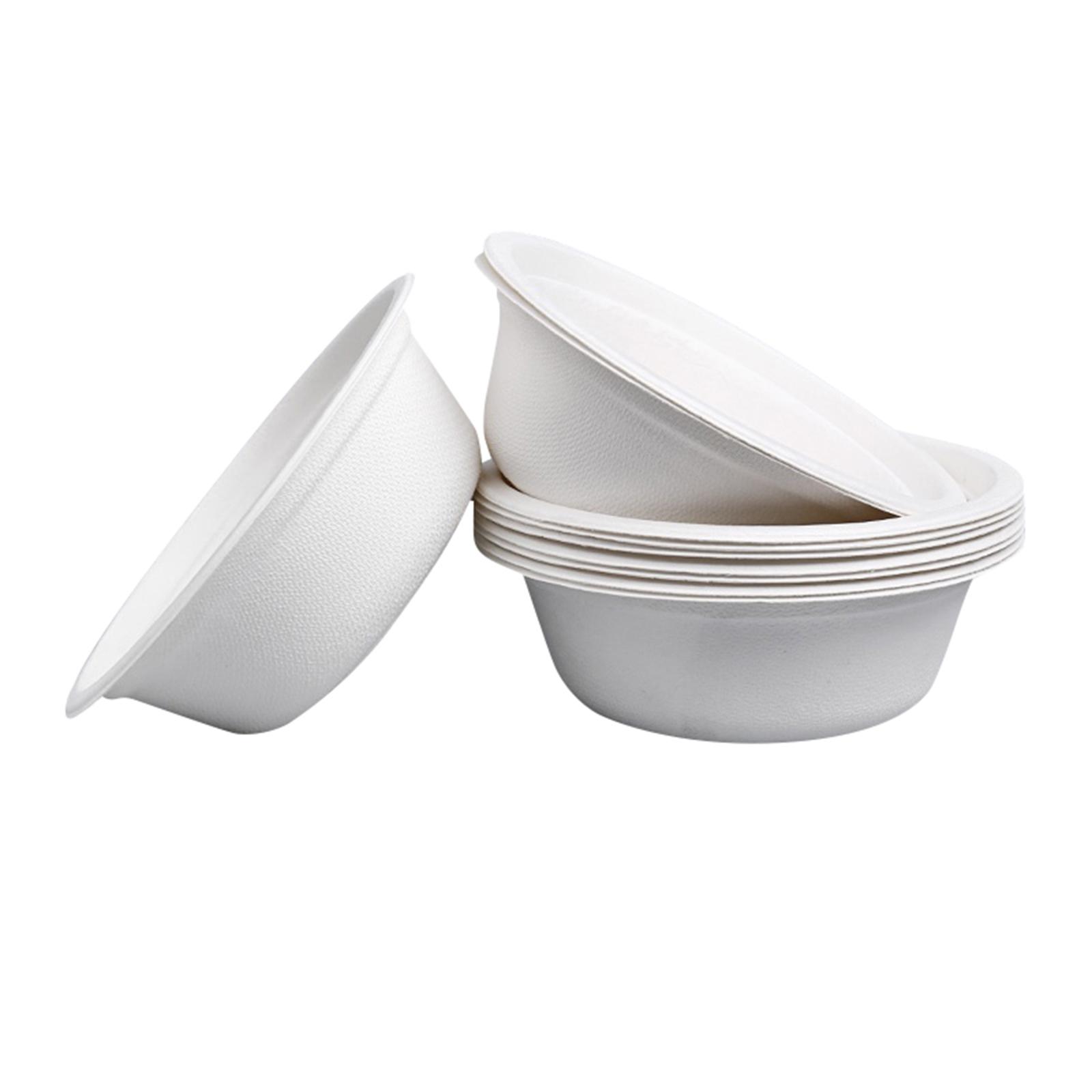 

10 шт. утолщенные одноразовые круглые бумажные миски экологически чистые водонепроницаемые столовые приборы кухонные принадлежности 250 мл 10pcs белый