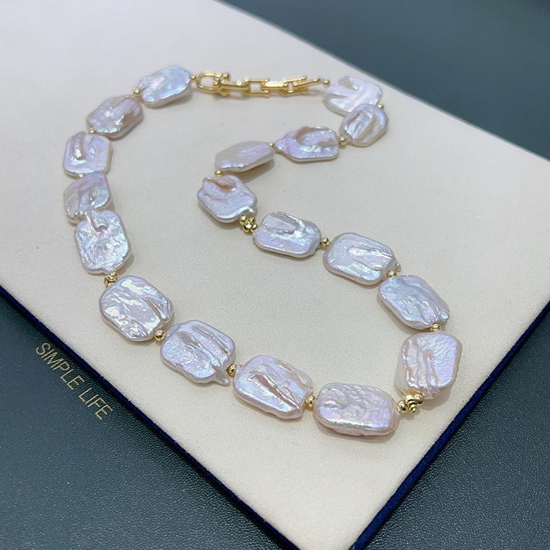 Baroque Iridescent White Freshwater Pearl Necklace - Summer Essential