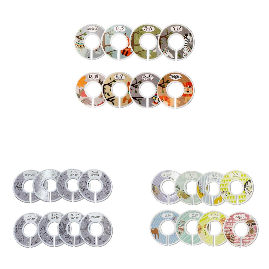 8 Pieces Wardrobe Clothes Dividers Portable Closet Hanging Size Buckles Hanger Separation Circle Bedroom Shopping Mall