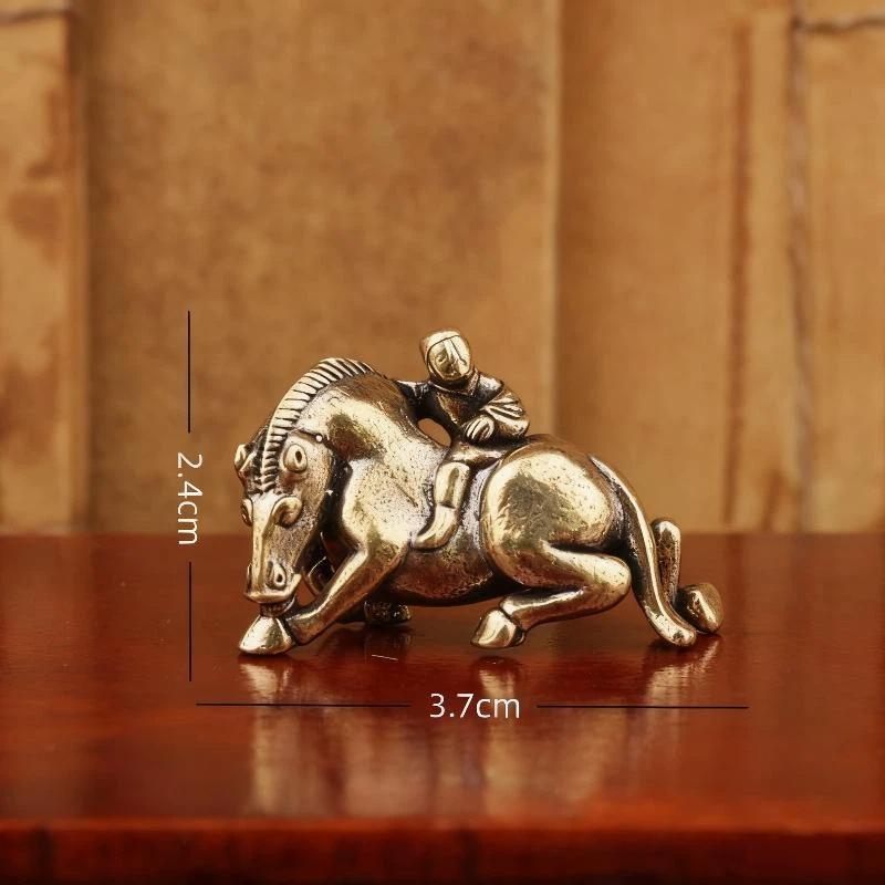 

1Pc Child Riding Home Office Desktop Decoration 2026 Year Of Horse Brass Feng Shui Horse Figurines Miniatures Gift