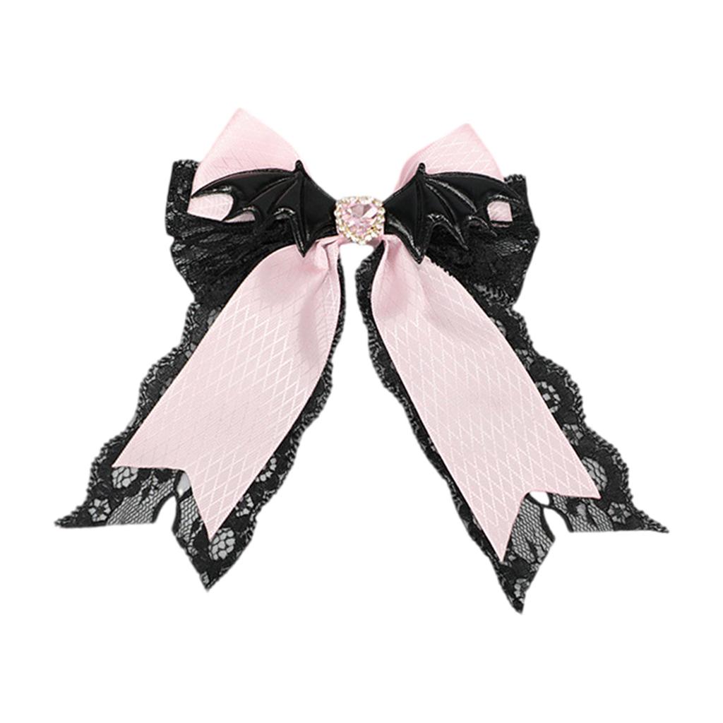 2000s Hair Clip for Halloween Punk Wing Lace Bowknot Hair Clip Nonslip Barrettes Hair Holder Cosplay Party Hair Decors