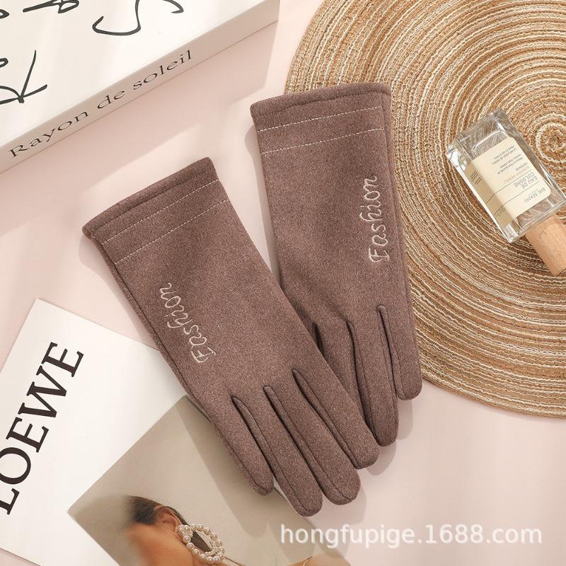 Warm gloves women's fleece cold-proof outdoor riding electric car rabbit down bow autumn and winter gloves
