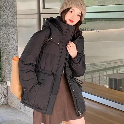Autumn Winter Loose Light Down Jacket Women's Short Hooded Straight White Duck Down Coat Stand Collar Solid Color Big Pocket