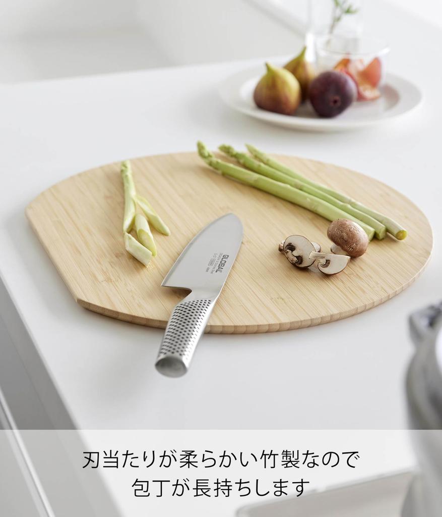 Yamazaki Round Cutting W35 X X Tosca Bamboo Cutting 10647 (Yamazaki Industries) Board, Large, White, D32.7 H1cm, Board/Plate, Double-Sided Use,
