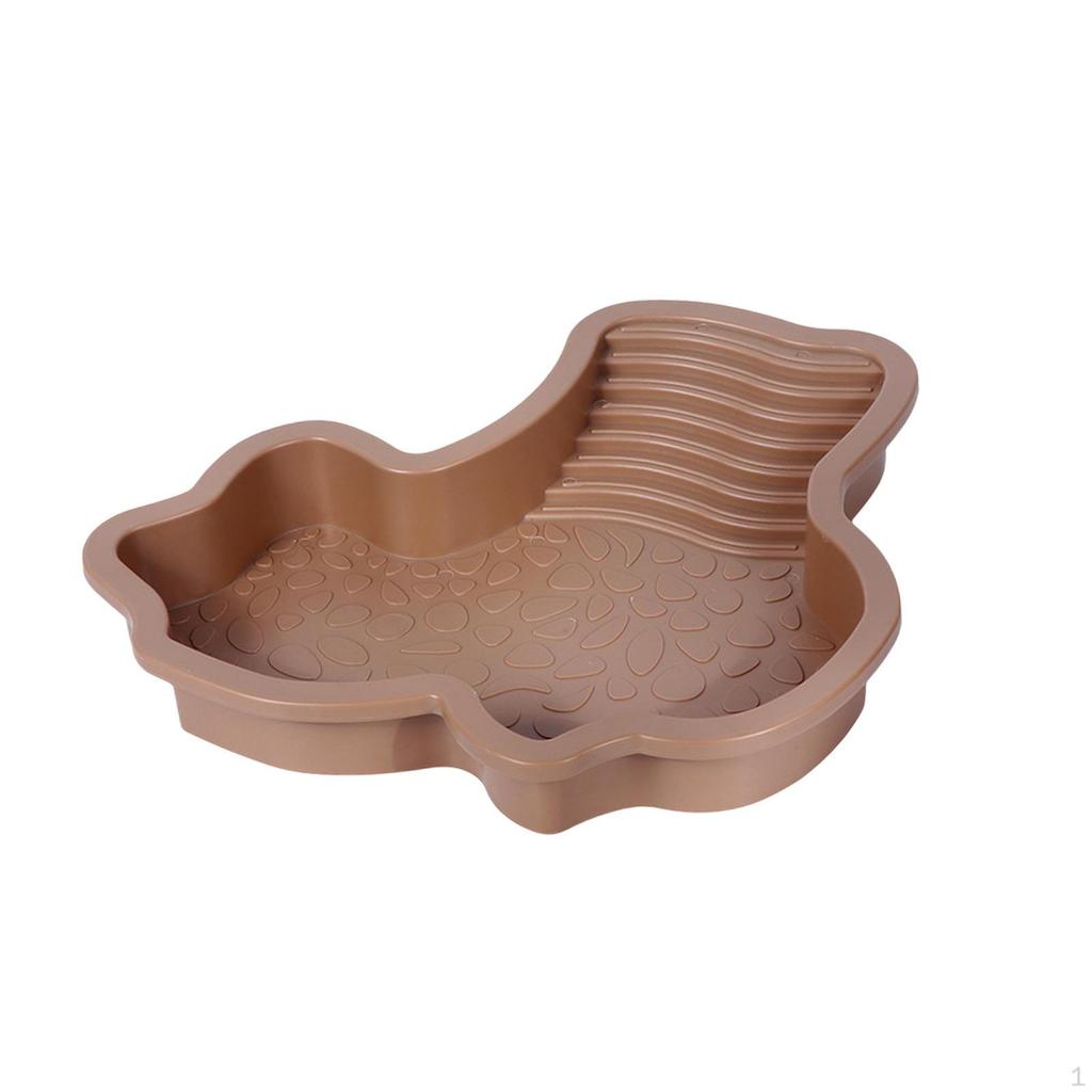 Aquarium Ornament for Reptiles with Bathing Area and Feeding Dish