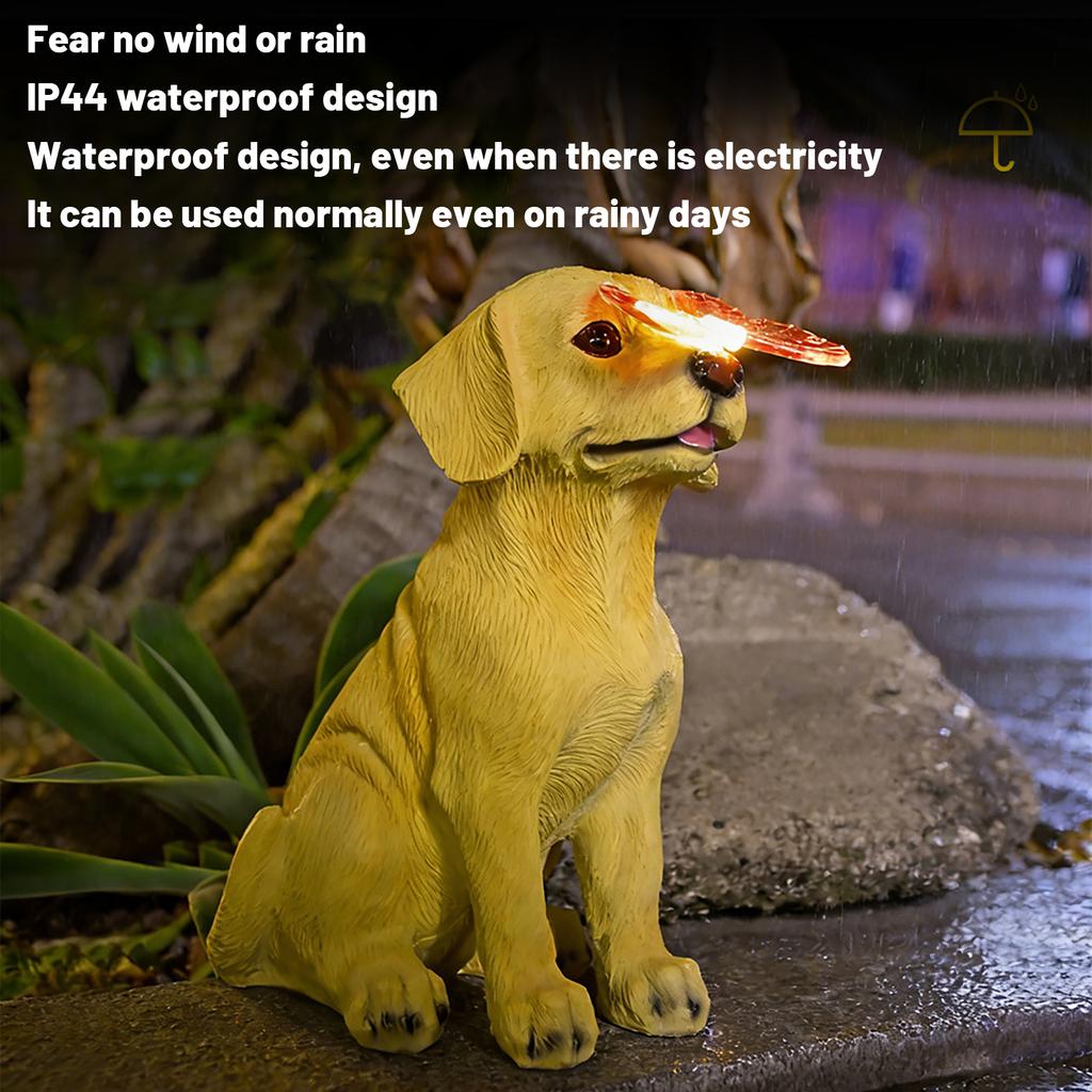Solar,powered Cute Dog , Light, Outdoor , Garden , Ambient Light, Simulated Animal Resin Craft.