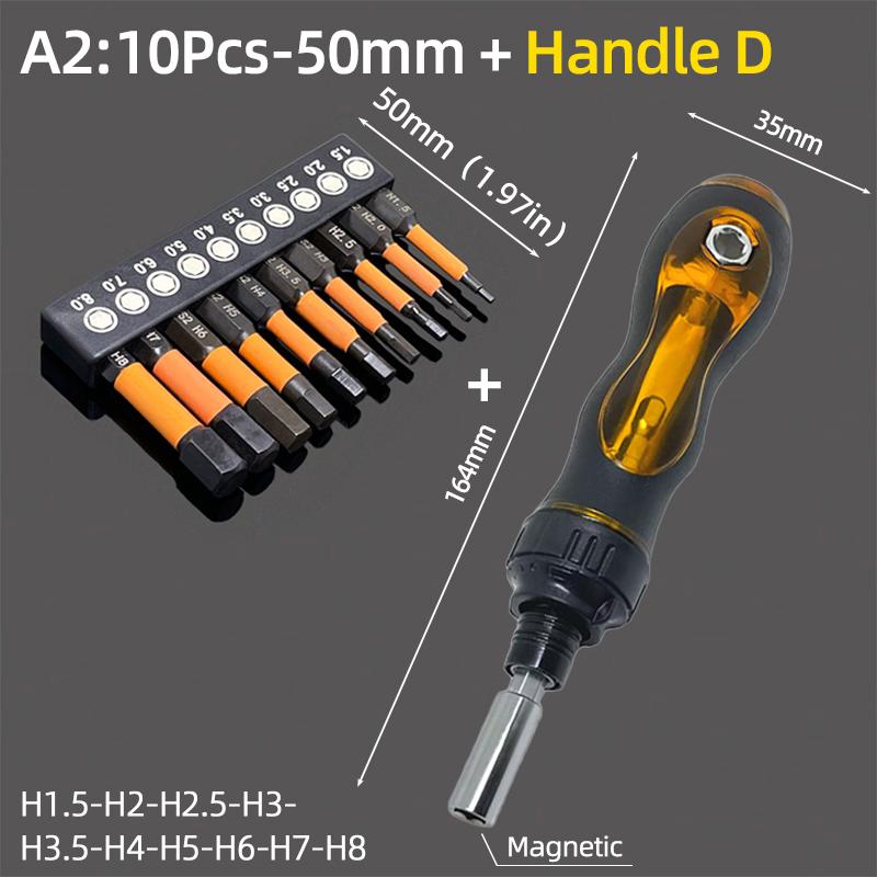 50/100mm Sechskant Schraubendreher Bit Set Metrisch Zoll Magnetisch S2 1/4" Sechskant Inbusschlüssel Bohrer Ratsche Handwerkzeuge