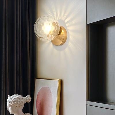 Modern Led Wall Light Gold Glass Ball Wall Lamp Living Room Bathroom Bedroom Bedside Lamp Entrance Porch Indoor Lighting Decor