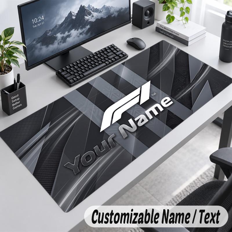 Custom Name Text Mouse Pad F1 Personalized Desk Pad For Work And Gaming