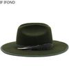 New Autumn Winter Feather Band Felt Fedora Hat For Women Wide Brim Gentleman Wedding Party Hat Church Jazz Hat