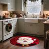 Santa Claus Round Rug Christmas Holiday Theme Non Slip Festive Decorative Floor Mat For Living Room Bedroom Home Decor