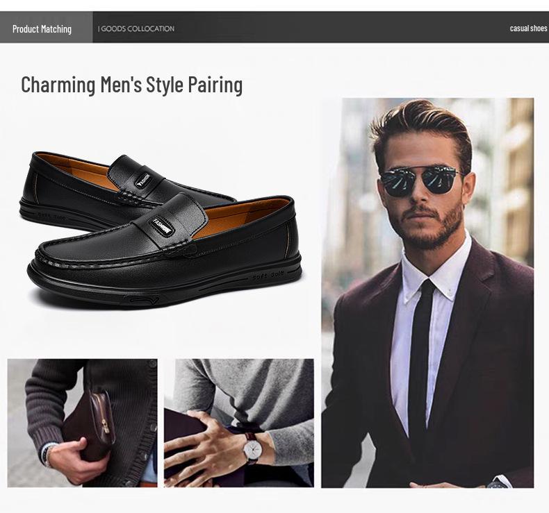 Men's Genuine Leather Summer Loafers - Soft Sole, Slip-on, Casual, Versatile Everyday Shoes