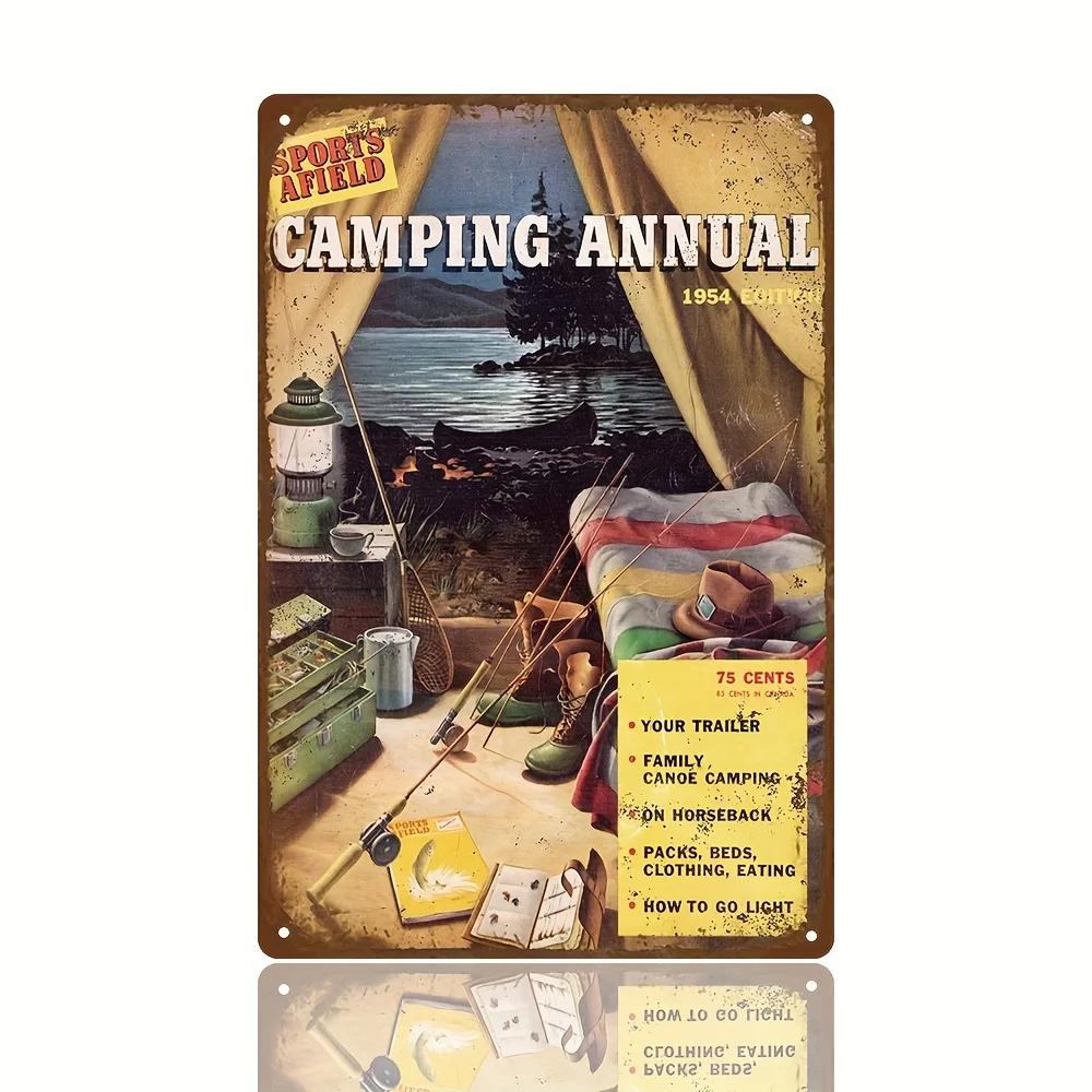 Camping Series Poster With Artworks, Restaurant Bar Pub Cafe Coffee Shop Iron Painting, Water-proof Funny Home Room Wall Deco