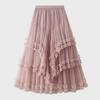 Elegant Multi-Layered Tulle Lace Midi Skirt