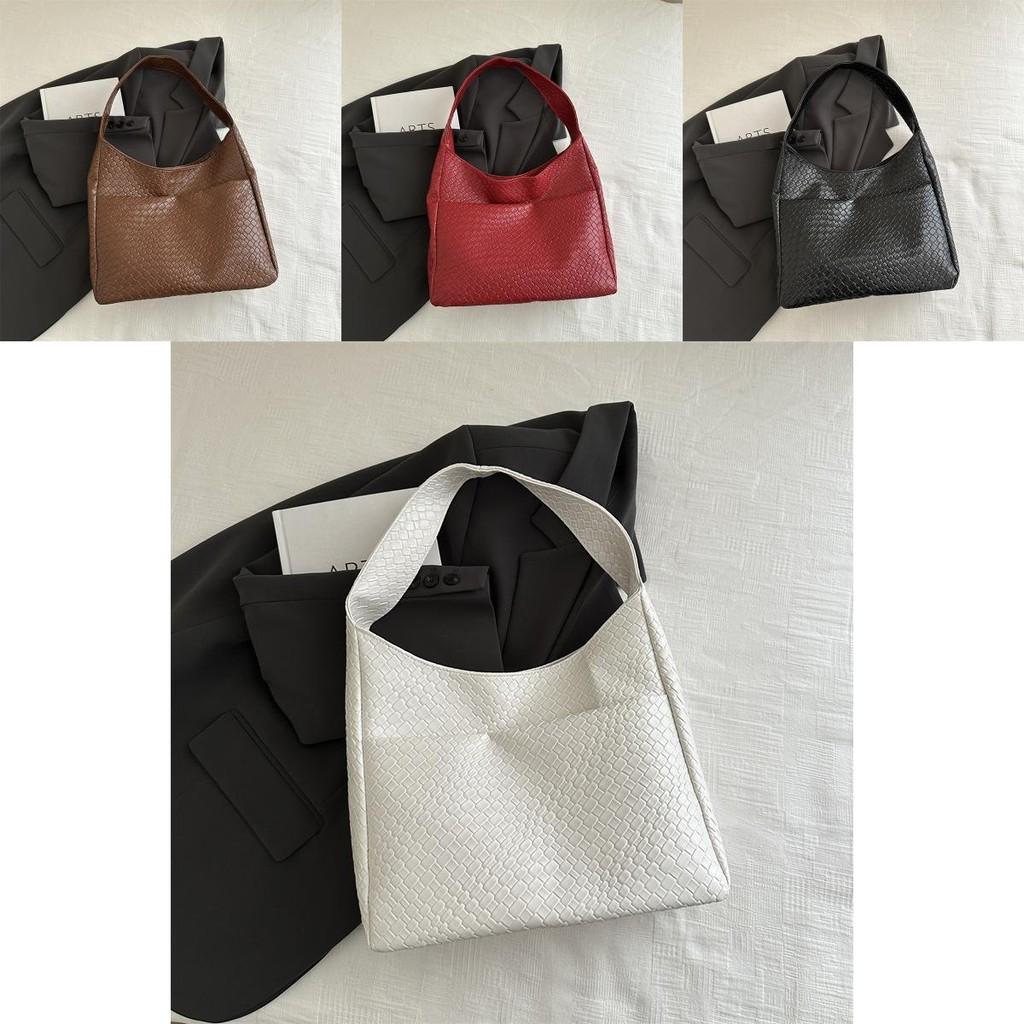 Stylish Large Capacity Women's Shoulder Tote Bag Retro Design In Black Brown Red White And Khaki