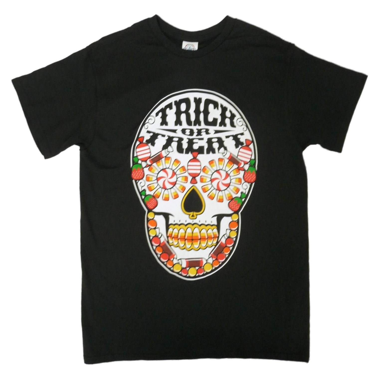 Halloween Mens Black Day Of The Dead Sugar Skull Trick Or Treat T-Shirt S разноцветный