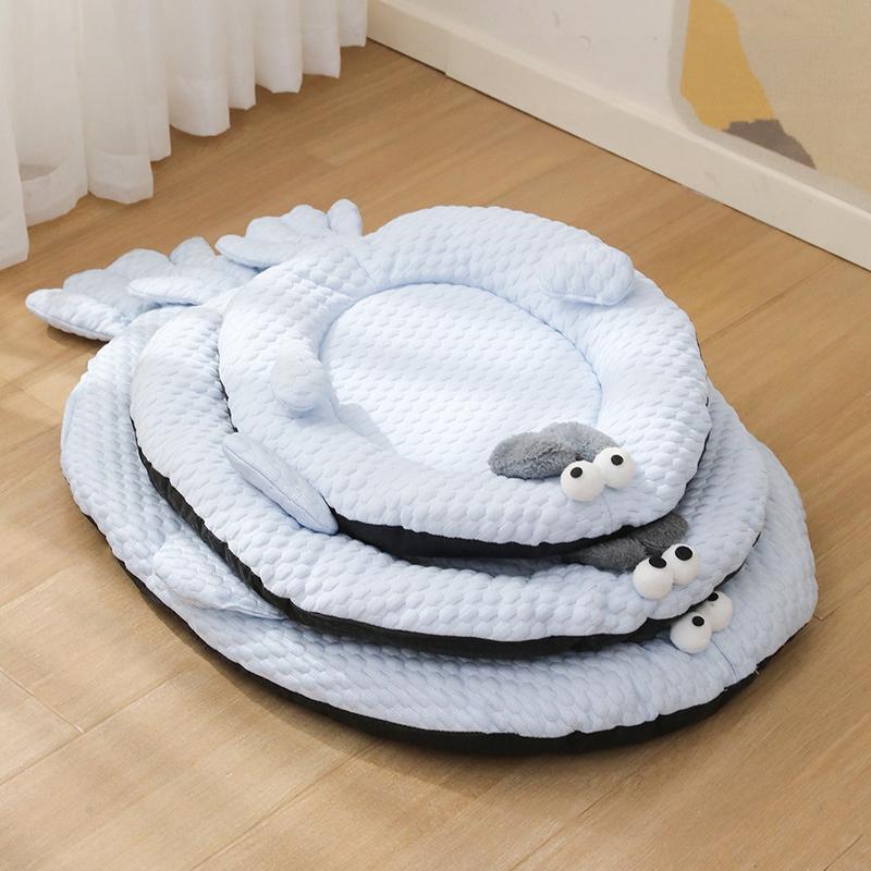 Summer Pet Cooling Pad Ice Silk Breathable Dog Cat Bed Anti-Heat Oval Mat For Small Medium Large Pets With Non-Slip Base