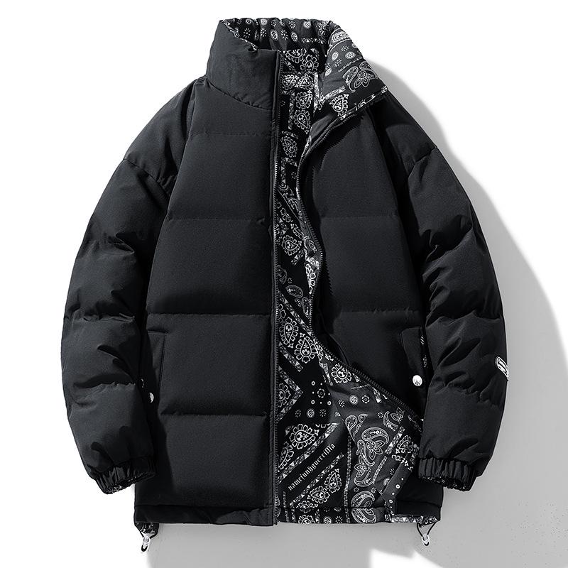 Men's Trendy Thickened Cotton Jacket - Autumn/Winter Stand-Up Collar Warm Short Coat
