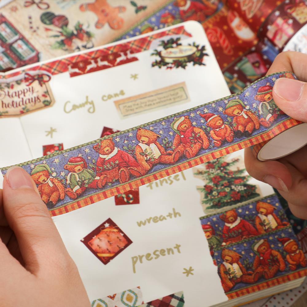 20 rolls Christmas Washi Tape Set Santa Clause Dcorative Tape (3 rolls Bronzing Tape) Scrapbooking Journaling Supplies