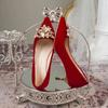 Fashion Red Heel Platform Pumps Spring Autumn Women Shoes 2025 Woman Wedding Shoes Buckle Strap High Heels Ladies Elegant Office Shoes