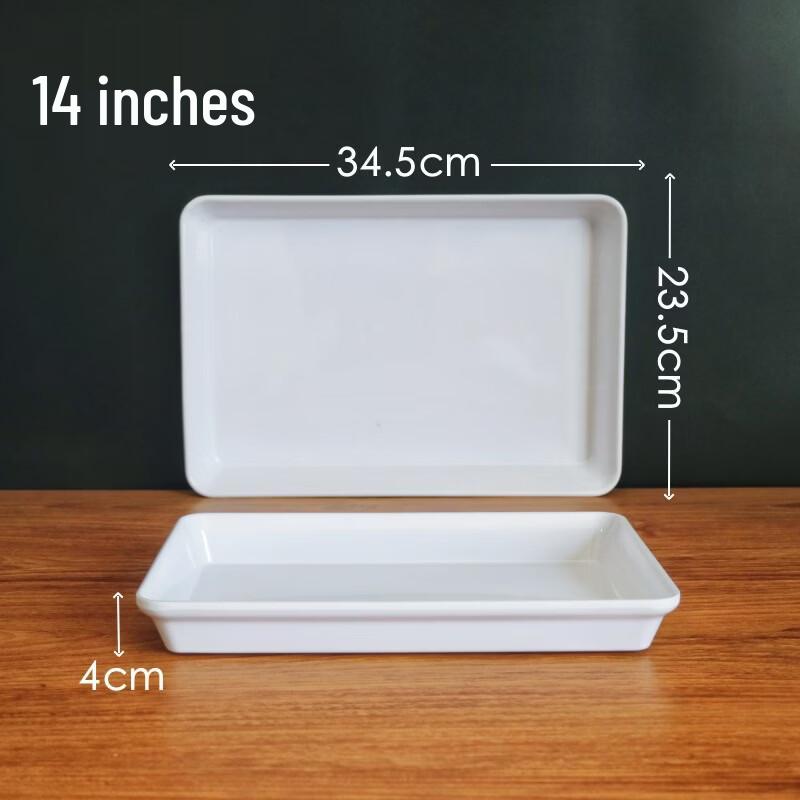 Hanyou 14-inch White Rectangular Melamine Deep Serving Tray