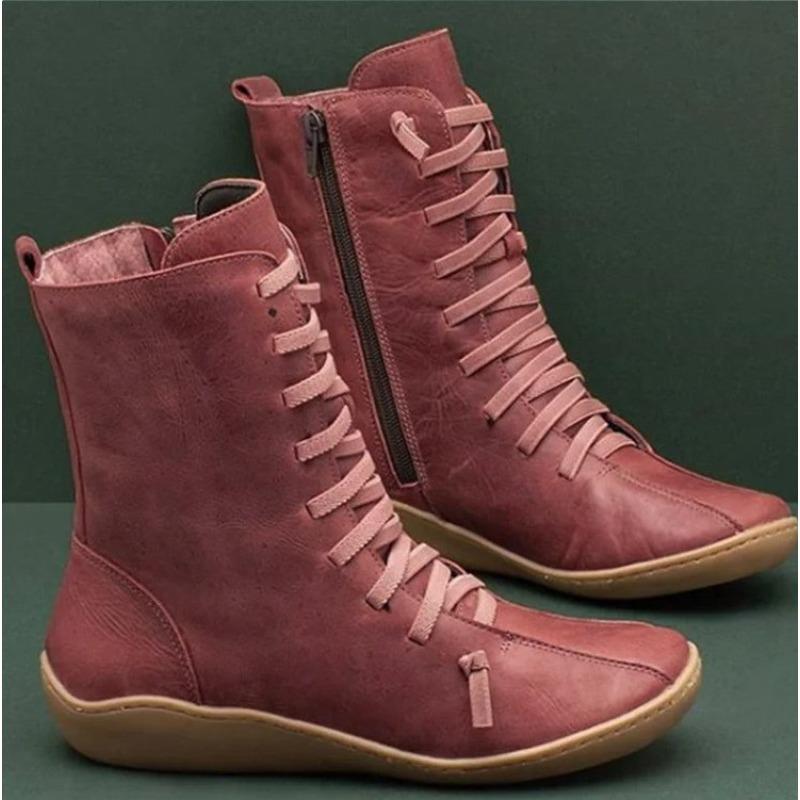 Large size retro medium boots women's autumn and winter new Martin boots women's TEUM boots women