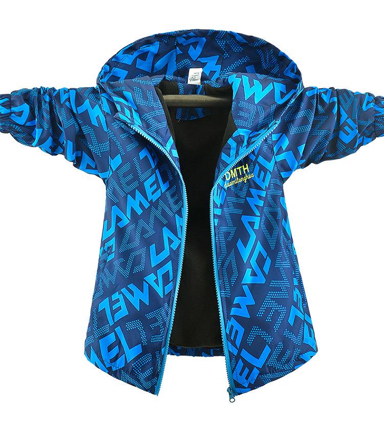 Jungen Fleecegefütterter Winddichter Herbstmantel: 2025 Trendiger Buchstabenaufdruck