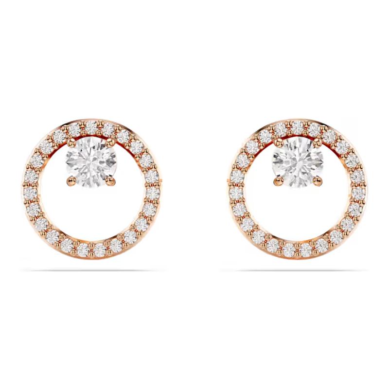 Swarovski Constella hoop synthetic cubic zirconia, stud earrings for women rose gold 5692263