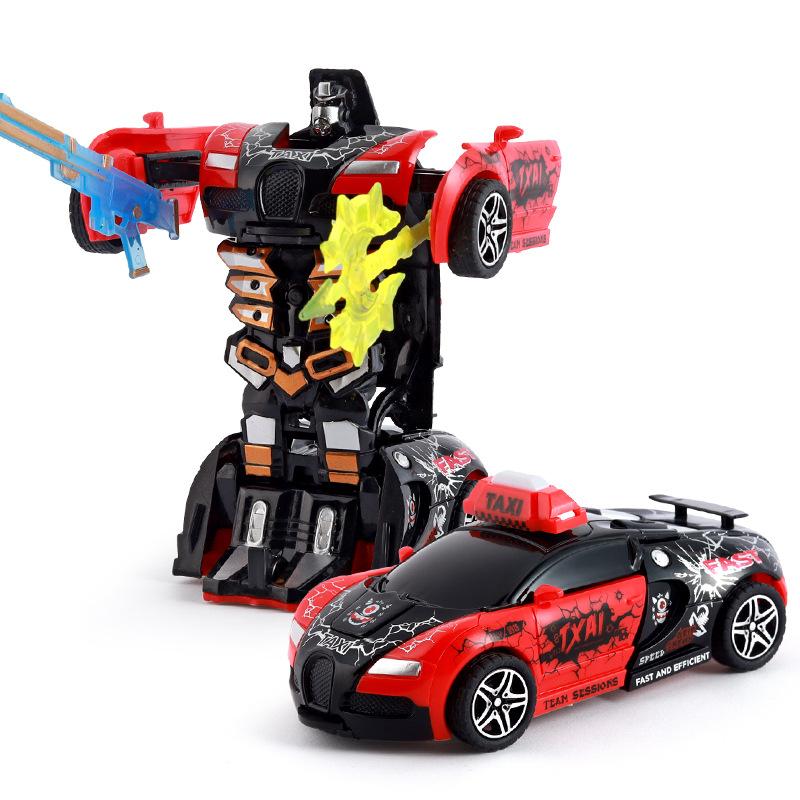 Children's 2025 new toy graffiti inertia deformation car racing one-click deformation robot