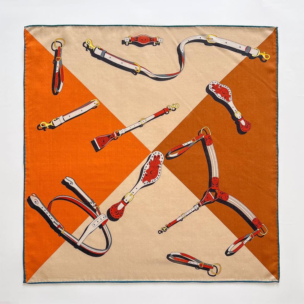 Wool Scarf Women'S Spring Summer Foreign Style Fashion Double-Sided Two-Color Shawl Silk Wool Small Square Scarf