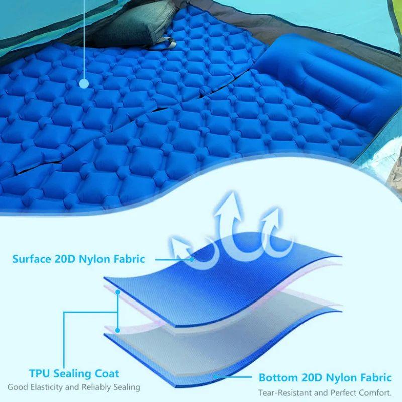 Nafukovací matrace Polštářek Podložka do spacího pytle Rychle se plnící Vzduchem Vlhkost odolná plážová podložka s polštářem Podložka na spaní Kempingové potřeby