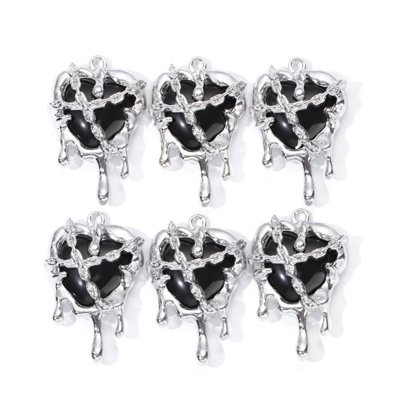 5pcs New Enamel Heart Charms Fashion Romantic Love Y2K Sweet Style Pendants For Making DIY Jewelry Accessories Necklace Findings